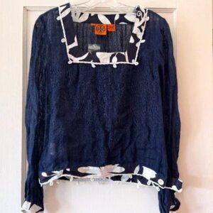 Tory Burch | Floral Fabric Trimmed Square-Neck Blouse